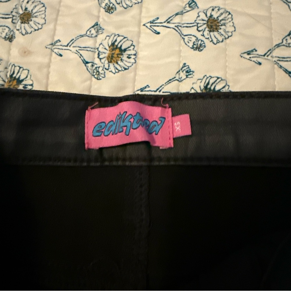 Edikted Black Leather High Waist Flare Pants - Picture 7 of 14